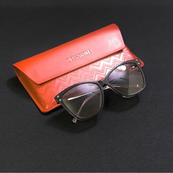 MISSONI Cat Eye Sunglasses w/ Genuine Missoni Fabric Inserts NWT - Picture 1 of 16